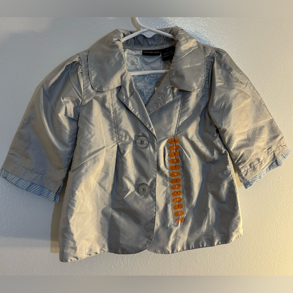 Calvin Klein Jeans Girls Silver/Grey Button Up Jacket